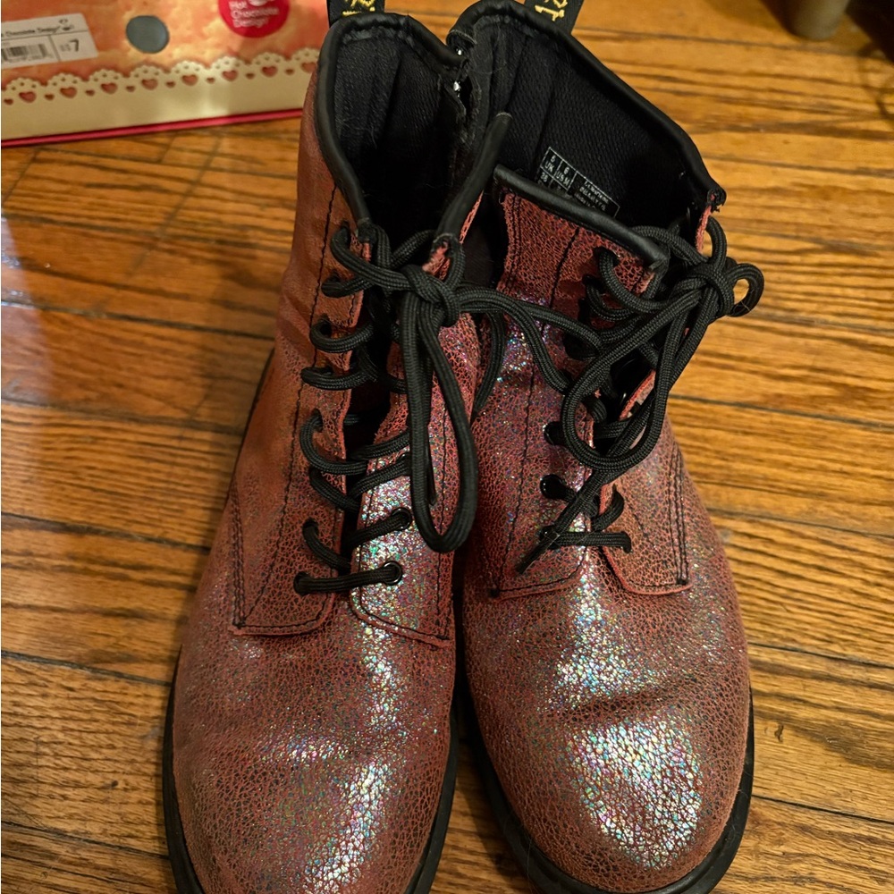 Dr. Martens Pink iridescent boots